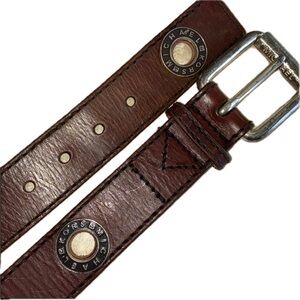 Michael Kors Belt, women S Brown leather, monogram metal grommets & buckle. GUC